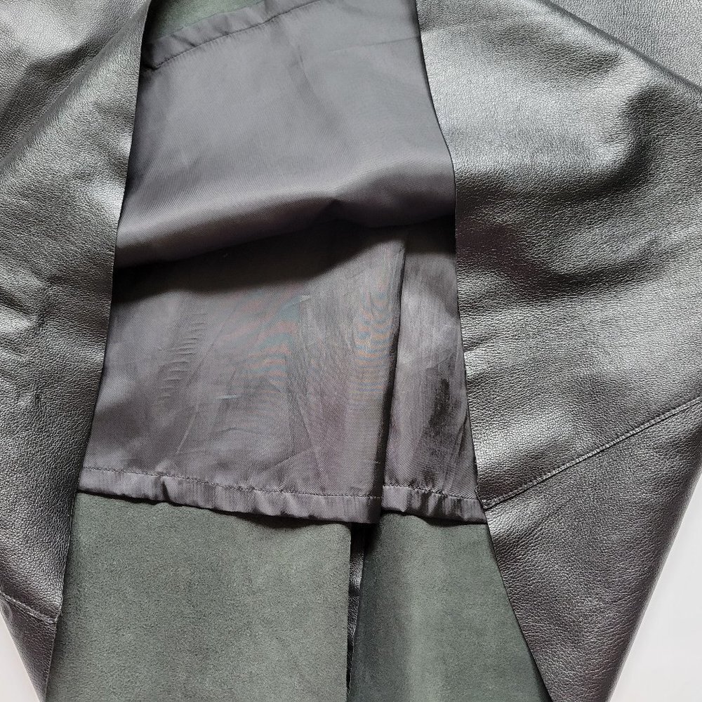 DKNY WOMENS LEATHER SKIRT HI LOW HEM SIZE 6 - Picture 4 of 13